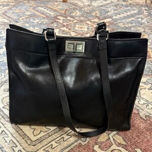 Elegant Black Leather Tote Bag